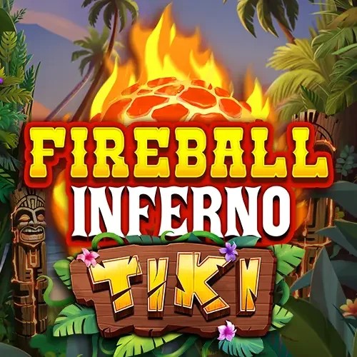 Fireball Inferno Tiki slot logo by NetEnt at Spinsy Casino