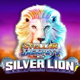 Stellar Jackpots with Silver Lion online game logo by Lightning Box Game on sspinsy.org